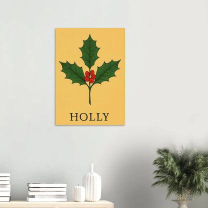Frukter Botanisk Holly Print – Tidlös Väggkonst med Lyserande Bär & Löv i Dina Val av Storlekar