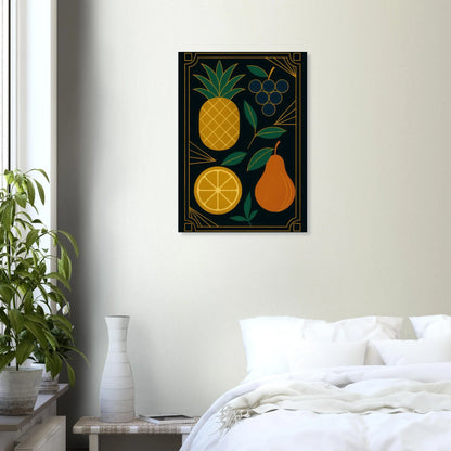 Frukter: Elegant Art Deco Frukt Poster – Lyxig Väggkonst med Gyllene Detaljer