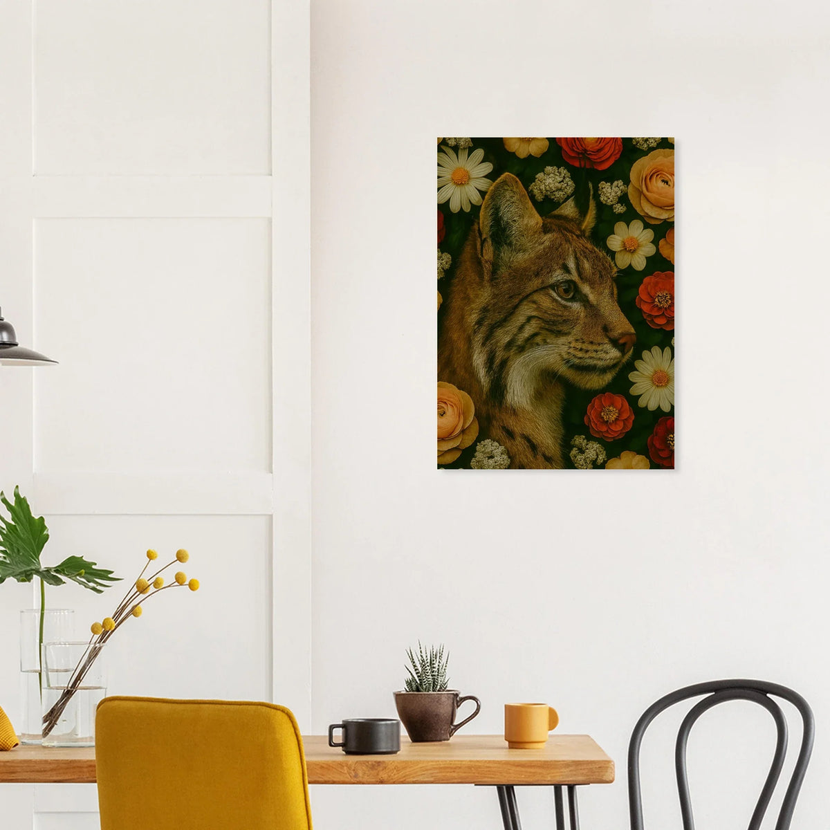 Mystisk Vildkatt i Blomsterprakt - Premium Konsttryck på Halvblankt Papper