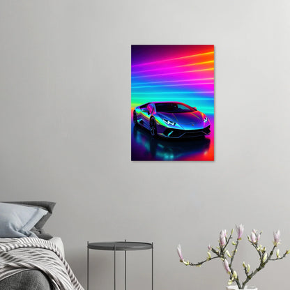 Neon Dream Racer Poster: Porsche 911 GT3 Test in Psychedelic Hues & Premium Quality