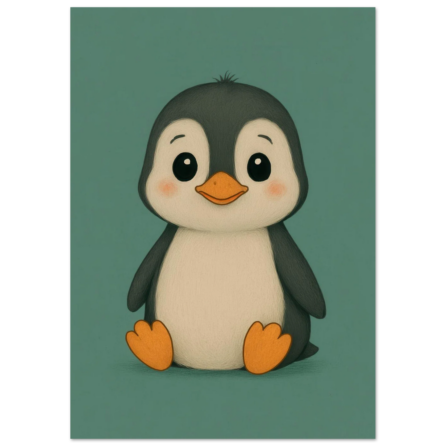 Cute Baby Penguin Art Print - Playful Nursery Decor in Various Sizes