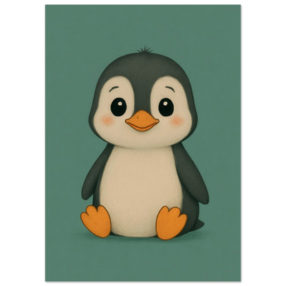 Cute Baby Penguin Art Print - Playful Nursery Decor in Various Sizes