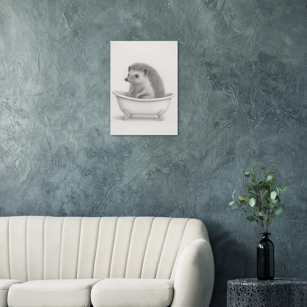 Charmig Igolkott i Badkar - Konstnärlig Skiss Poster i Flera Storlekar