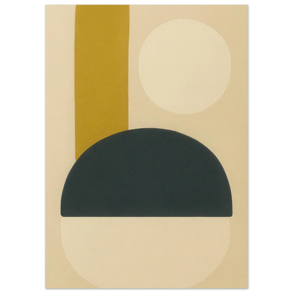 Minimalist Abstrakt Konsttryck: Geometrisk Zen i Gul, Svart, Beige – Välj bland Olika Storlekar