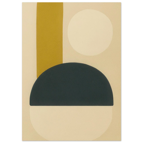 Minimalist Abstrakt Konsttryck: Geometrisk Zen i Gul, Svart, Beige – Välj bland Olika Storlekar