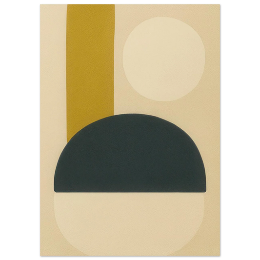 Minimalist Abstrakt Konsttryck: Geometrisk Zen i Gul, Svart, Beige – Välj bland Olika Storlekar