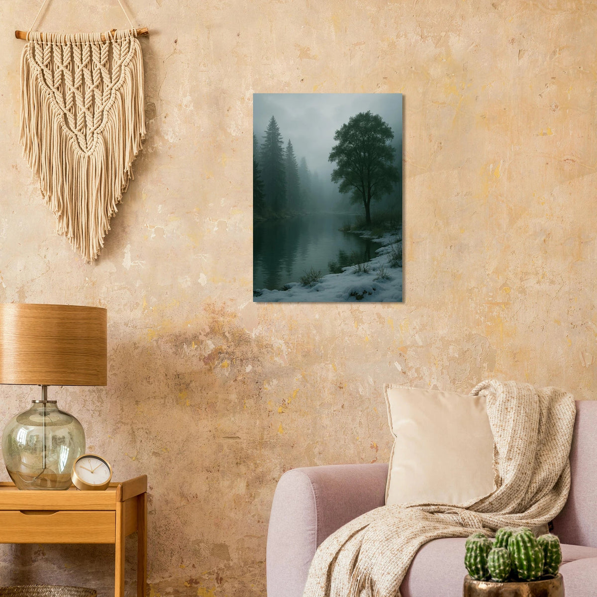 Mystical Winter Lake Landscape Premium Poster