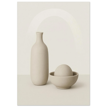 Minimalist Ceramic Forms Poster - Subtle Earth Tones | Modern Aesthetic Wall Art in 29 Sizes