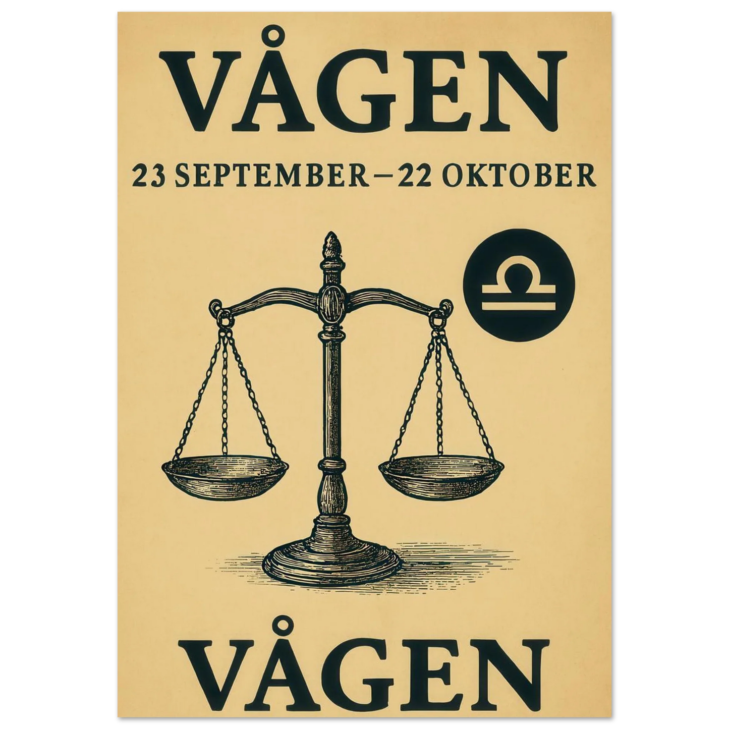 Retro Vågen Stjärntecken Konsttryck – Elegant Vintage Zodiac Poster