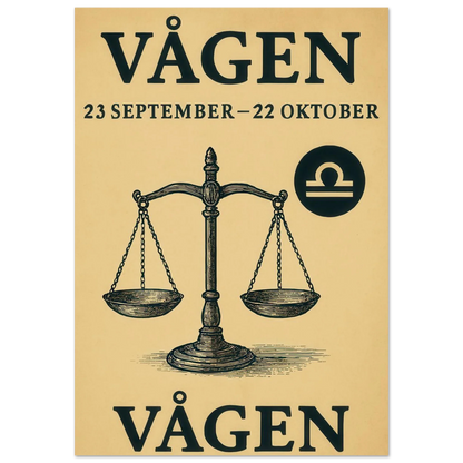 Retro Vågen Stjärntecken Konsttryck – Elegant Vintage Zodiac Poster