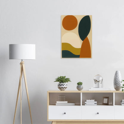 Minimalistiska Former: Abstrakt Konsttryck i Jordnära Toner