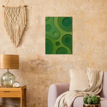 Abstract Organic Green Shapes Art Print | Minimalist Layered Nature-Inspired Wall Art in Various Sizes