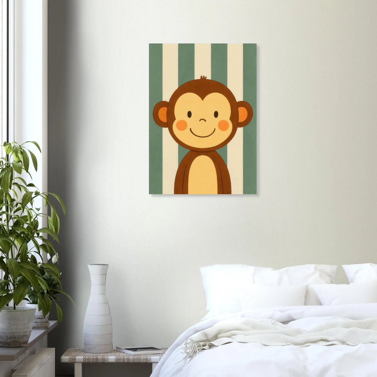 Söt Apa Illustration - Charmig Djur Konsttryck för Barnrum & Lekfull Heminredning