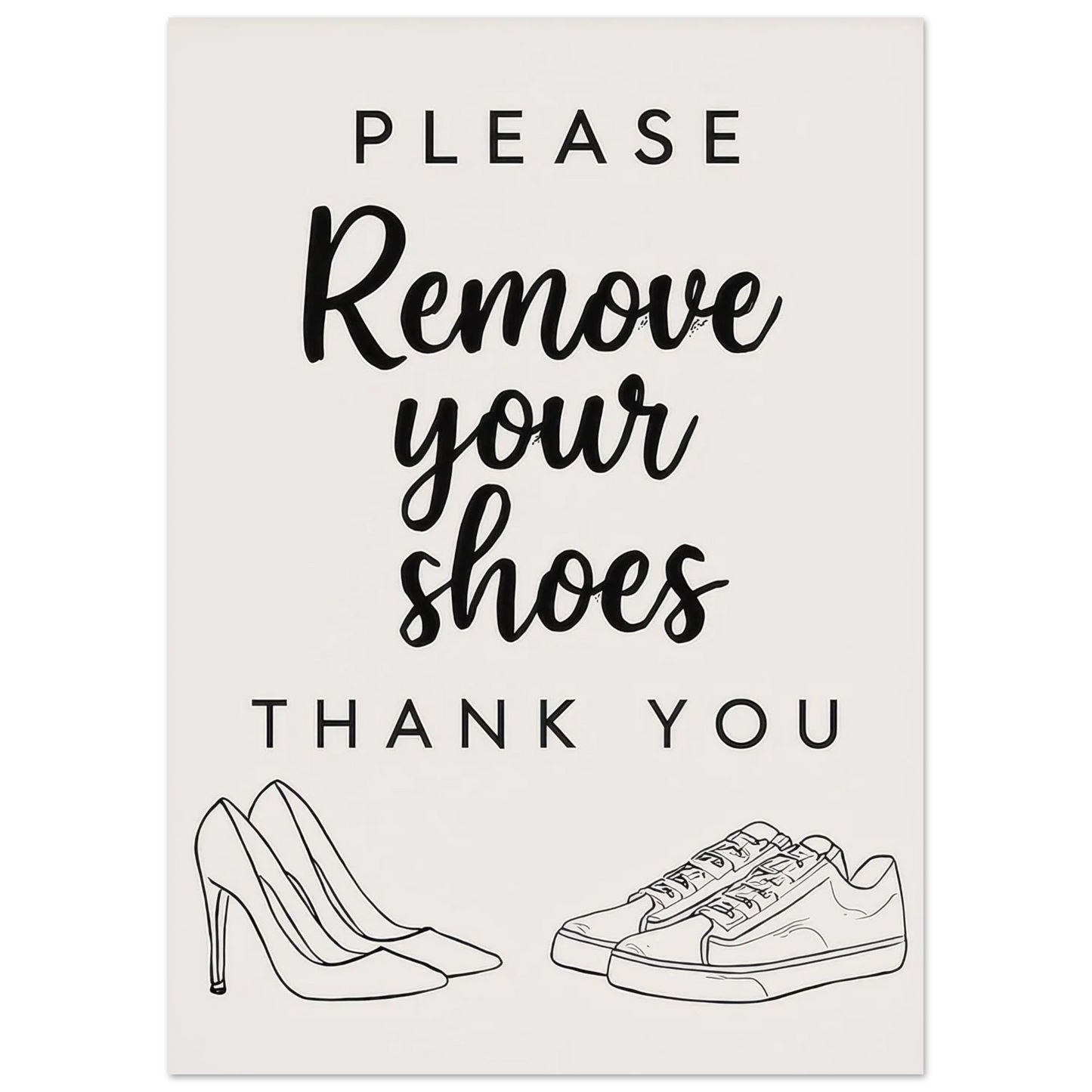 Elegant 'Remove Your Shoes' Art Print for a Welcoming Home in Multiple Sizes