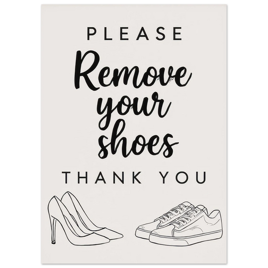 Elegant 'Remove Your Shoes' Art Print for a Welcoming Home in Multiple Sizes