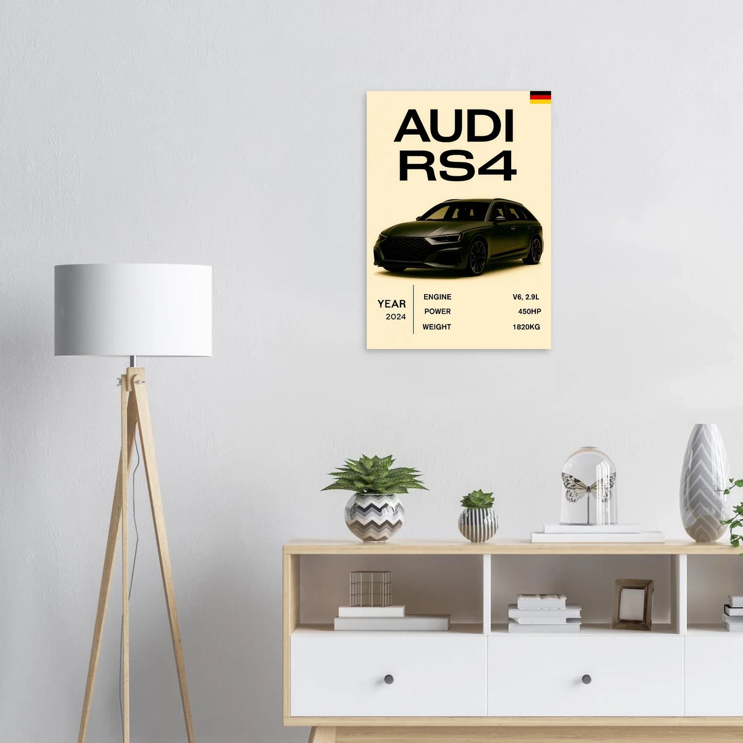 Audi RS4 Sportig Design Affisch – Premium Konsttryck med Halvblank Finish för Bilentusiaster