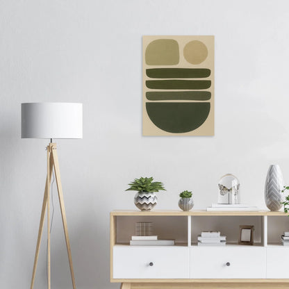 Abstrakt Minimalistisk Jordnära Konsttryck | Modern Väggkonst i Grågröna Toner