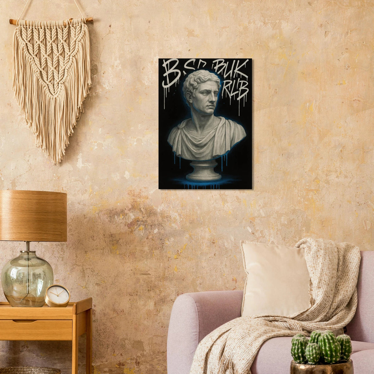 Neon Drip Roman Bust Poster – Classic Art with a Modern Edge, Available in 29 Sizes