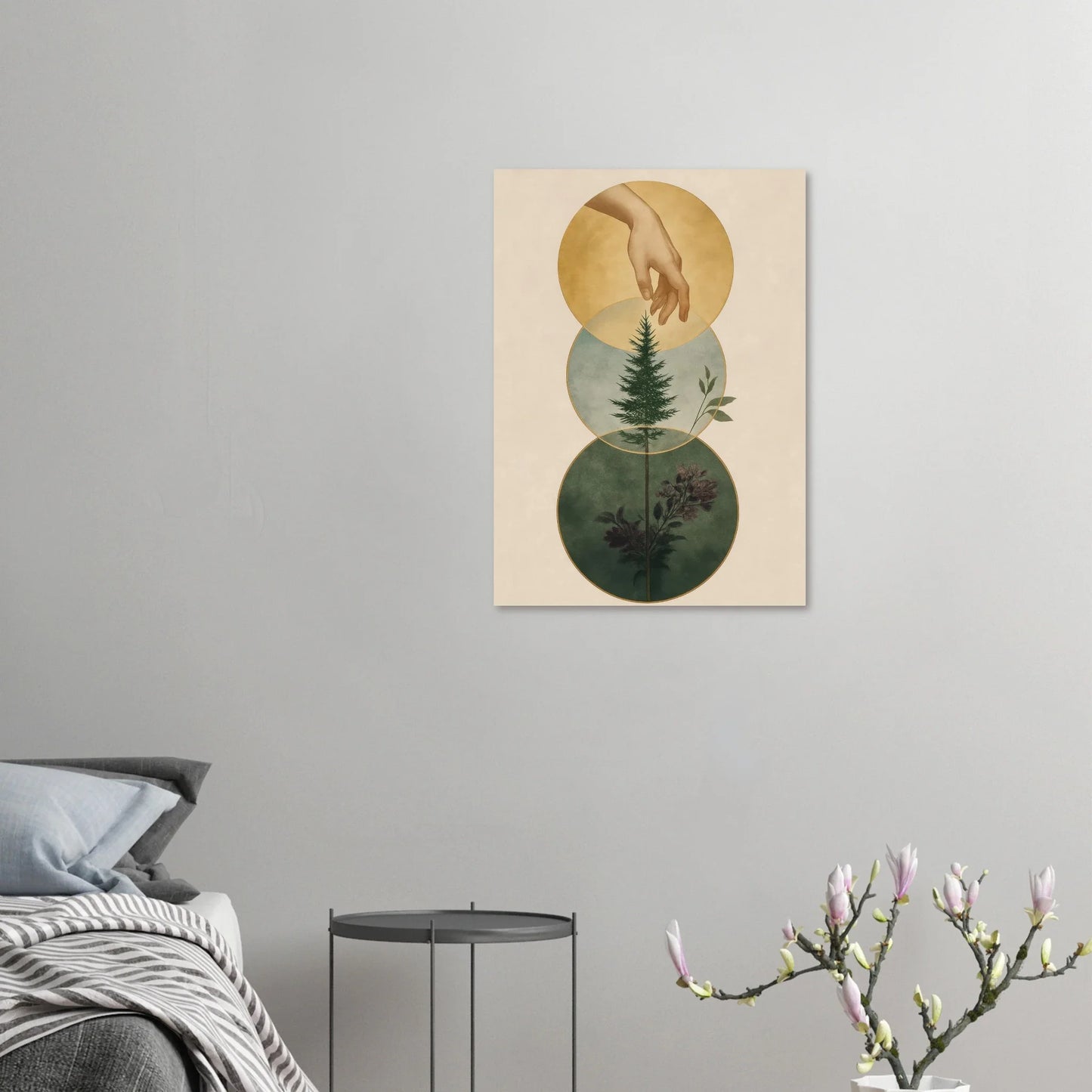 Divine Nature's Touch Art Print – Earthy & Mystical Botanical Wall Decor in Various Sizes