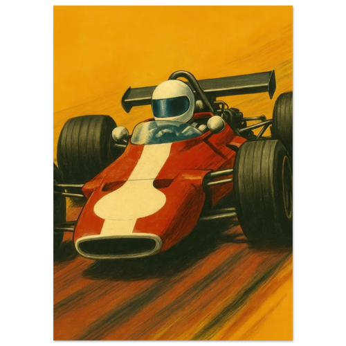 Retro Racing Legender: Vintage Formel 1 Bil Affisch – Fånga Fartens Nostalgi med Vårt Halvblanka Konsttryck