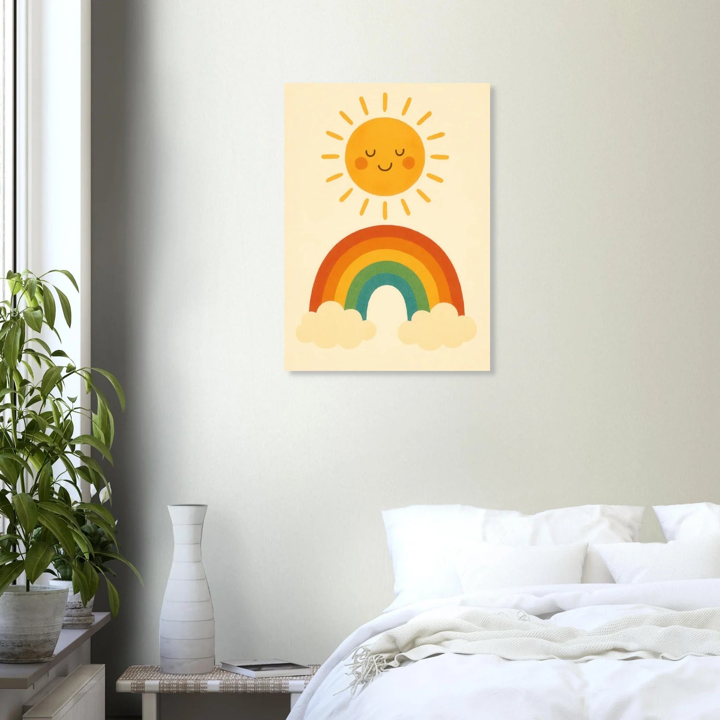 Happy Sun & Rainbow Art Print – Bring Joyful, Whimsical Vibes to Your Space in Multiple Sizes