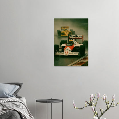 Racing Legacy: F1 Classic Poster – Dynamic Wet Race Art Print in Vibrant Detail
