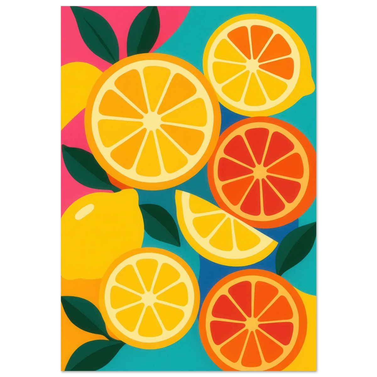 Frukter: Vibrant Citrus Pop Art Print for a Zesty Home Refresh