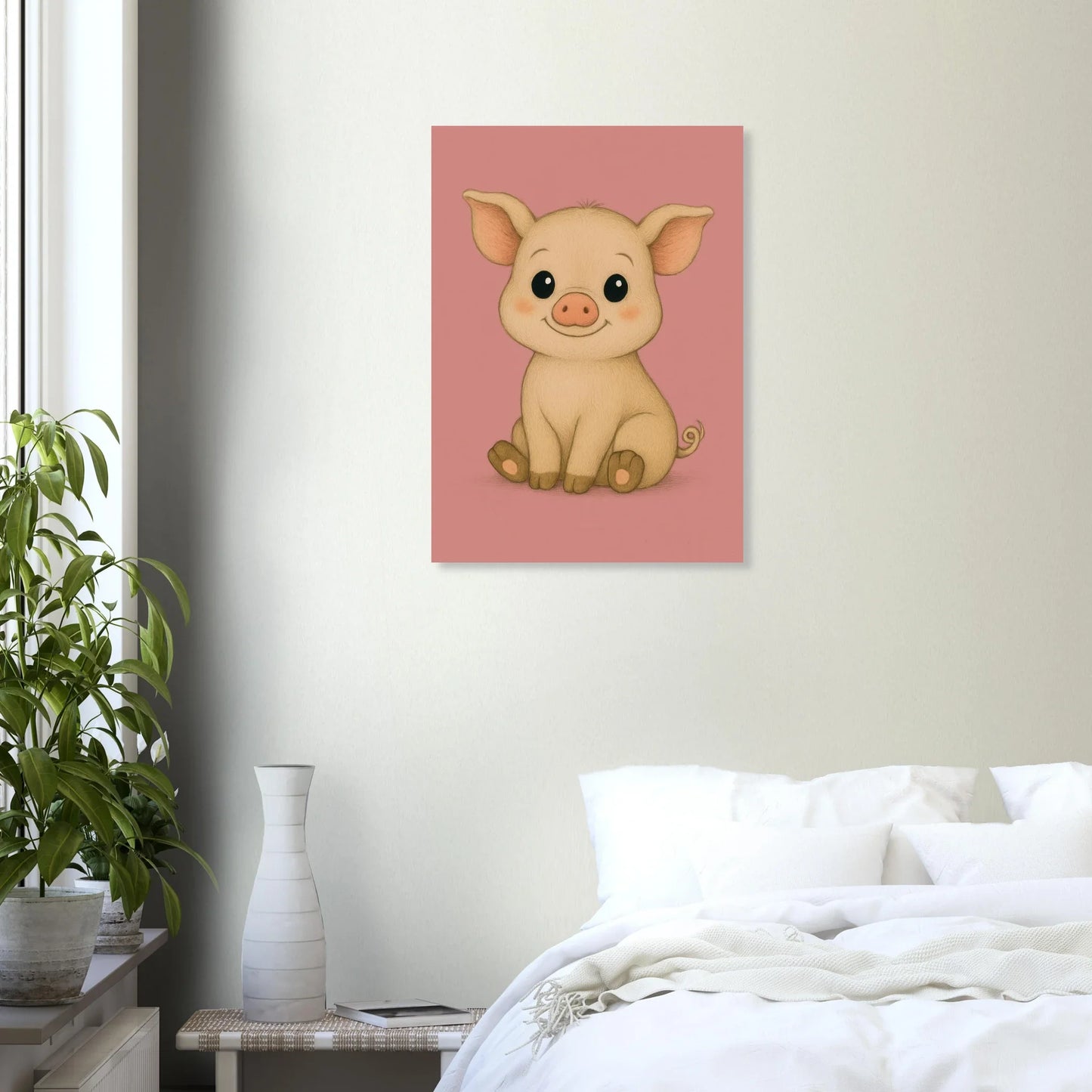 Charming Baby Piglet Art Print – Adorable Farmhouse Decor for Nursery & Kids' Rooms