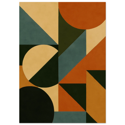 Abstract Geometric Poster - Mid-Century Modern Art Print in Earthy Tones