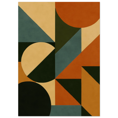 Abstract Geometric Poster - Mid-Century Modern Art Print in Earthy Tones