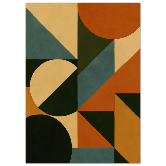 Abstract Geometric Poster - Mid-Century Modern Art Print in Earthy Tones