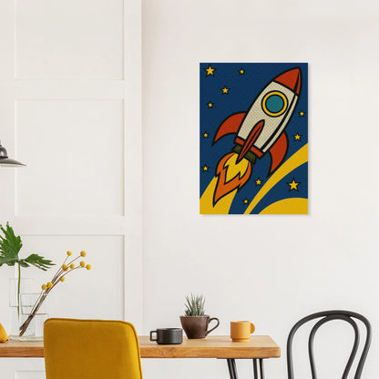 Retro Pop Art Rocket Launch Poster – Cosmic Adventure Print for Kids & Adults in Multiple Sizes