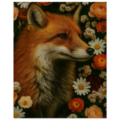 Djur: Blomsterfox – Förtrollande Rävkonsttryck i Levande Färger