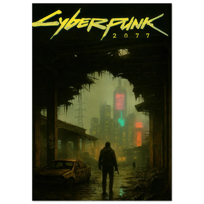 Cyberpunk Poster - Övergiven Stad Art Print on Premium Paper