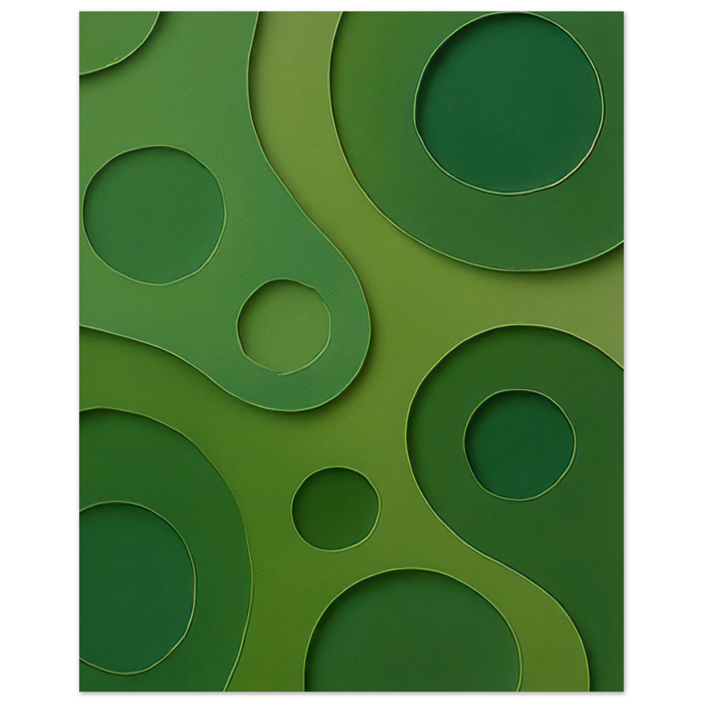 Abstract Organic Green Shapes Art Print | Minimalist Layered Nature-Inspired Wall Art in Various Sizes