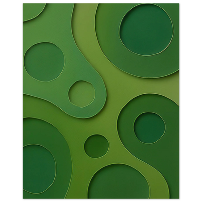 Abstract Organic Green Shapes Art Print | Minimalist Layered Nature-Inspired Wall Art in Various Sizes