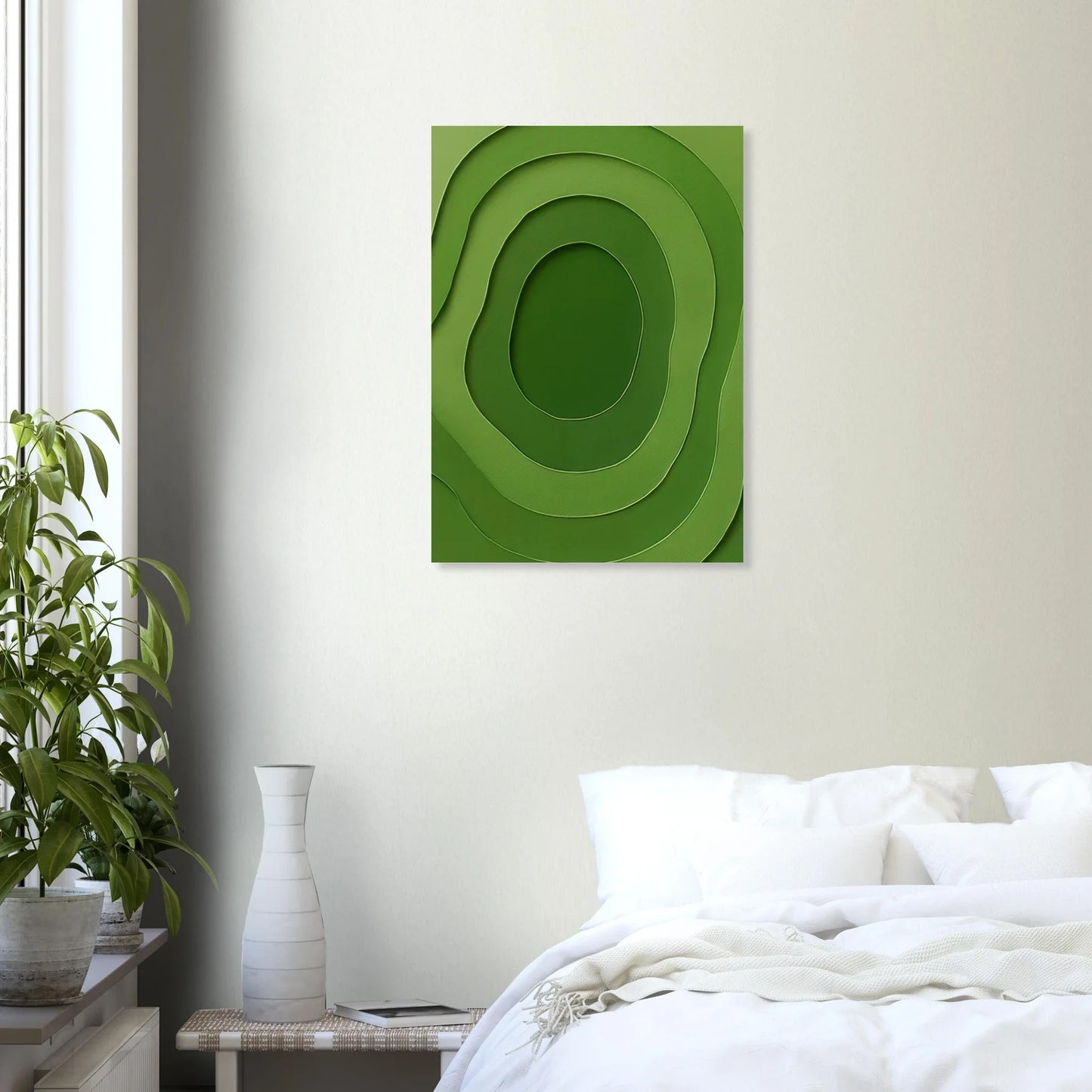 Abstrakt Grön Minimalistisk Kartografi Konsttryck – Väggkonst i Lager för Jordnära Elegans