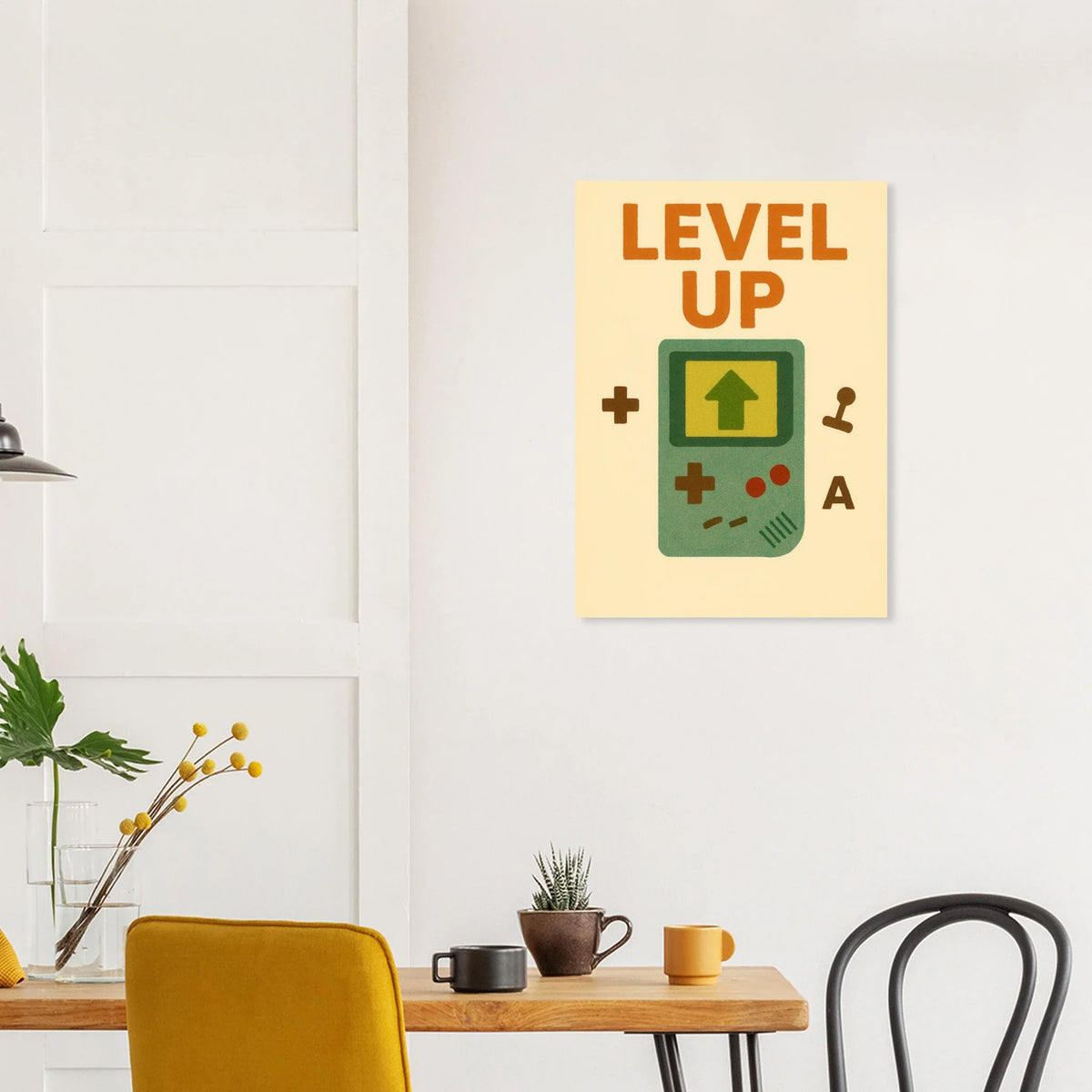 Level Up Retro Gaming Poster – Nostalgic Art Print for Gamers