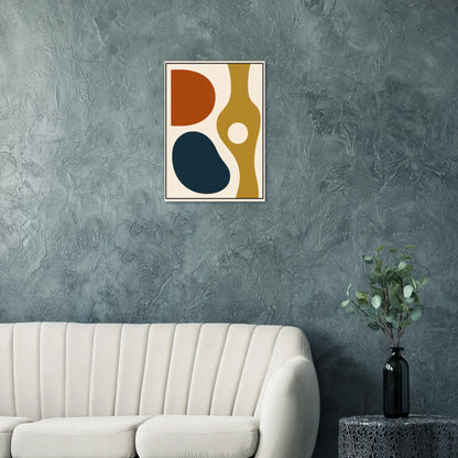 Abstract Mid-Century Modern Art Print – Earth Tones & Navy