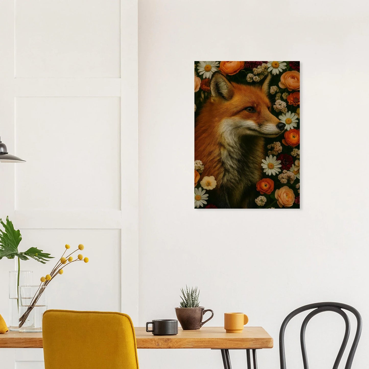 Djur: Blomsterfox – Förtrollande Rävkonsttryck i Levande Färger