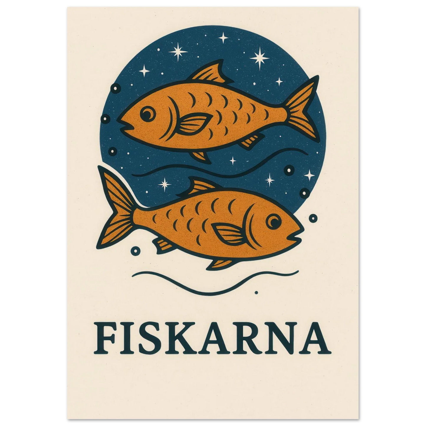 Pisces Zodiac Constellation Art Print – "Fiskarna" Mystical Fish Wall Decor in various sizes