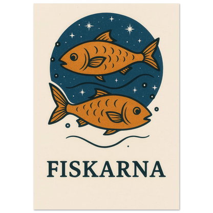 Pisces Zodiac Constellation Art Print – "Fiskarna" Mystical Fish Wall Decor in various sizes