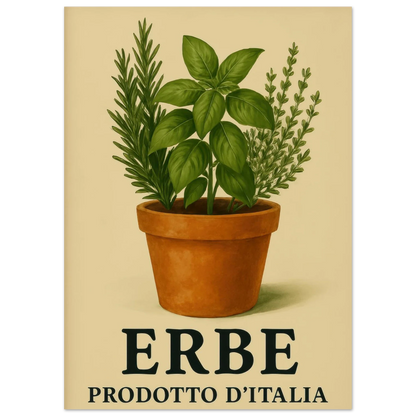 Erbe: Traditional Italian Herbs in Terracotta Pot Poster – Choose Your Perfect Size