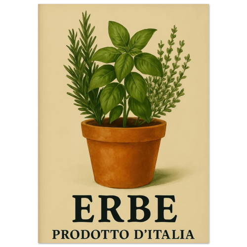 Erbe: Traditional Italian Herbs in Terracotta Pot Poster – Choose Your Perfect Size