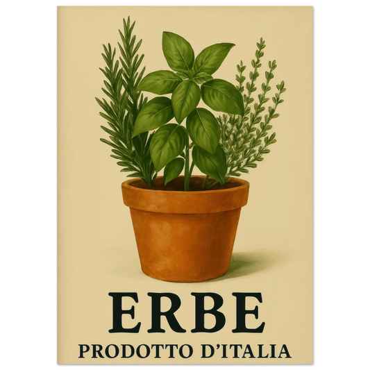 Erbe: Traditional Italian Herbs in Terracotta Pot Poster – Choose Your Perfect Size