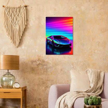 Neon Dream Racer Poster: Porsche 911 GT3 Test in Psychedelic Hues & Premium Quality
