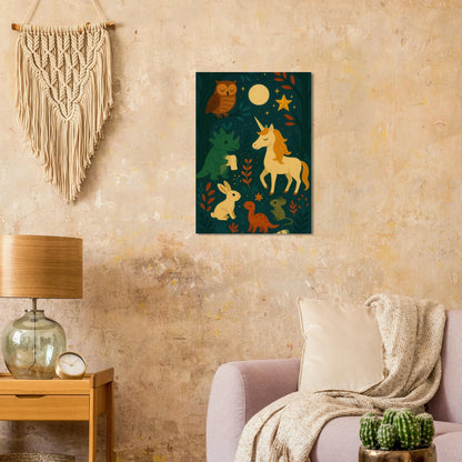Magical Forest Friends Art Print – Whimsical Woodland Decor for Nursery & Kids' Rooms