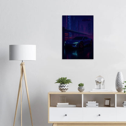 Framtidens Färd: Neo-Noir Stadsvy med Bil Art Print – Välj Din Perfekta Storlek