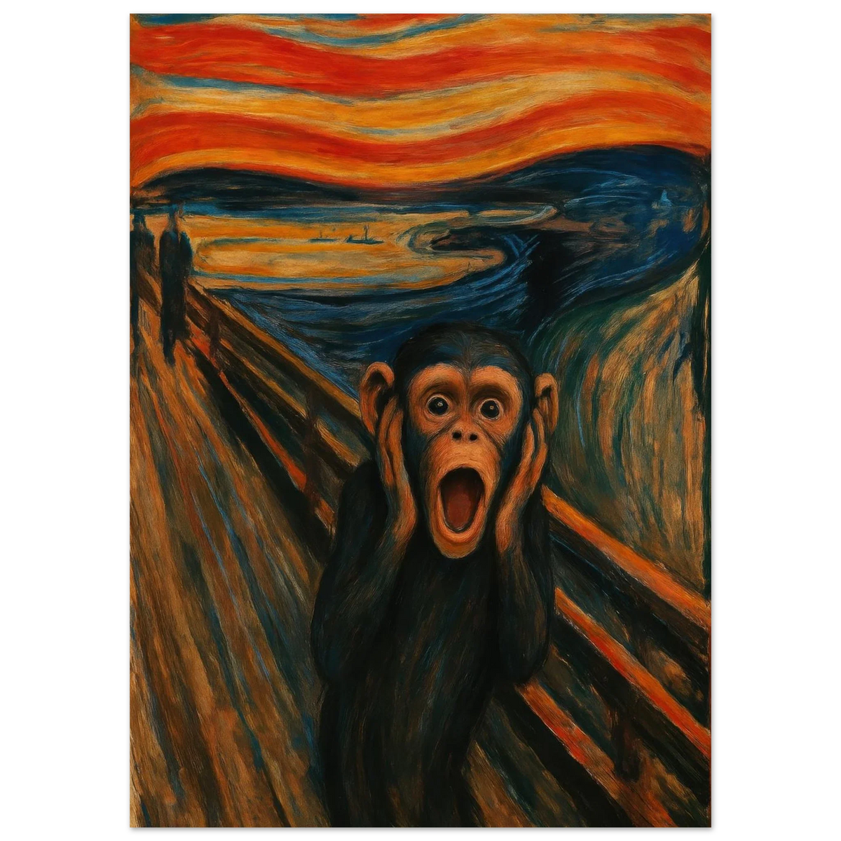 Munk-ey Scream Art Print - Expressive Chimp Masterpiece Poster