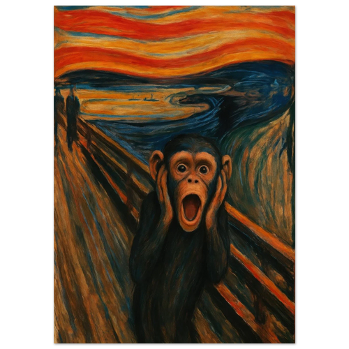 Munk-ey Scream Art Print - Expressive Chimp Masterpiece Poster